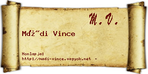 Mádi Vince névjegykártya